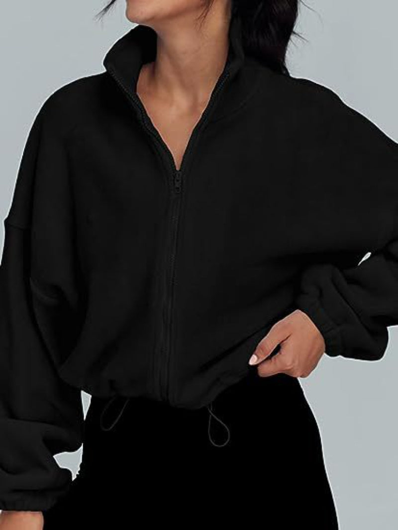 Stand Collar Fleece Zipper Sports Jacket