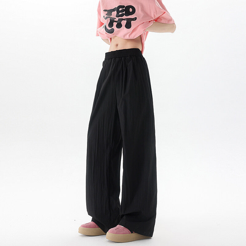 Basamine Ice Silk Drooping Curtain Lazy Men's Summer Mopping Wide-leg Casual Pants