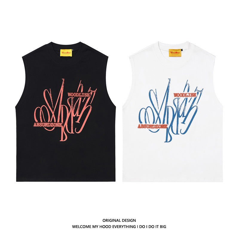 Original American Retro Crayon Graffiti Printing Vest For Men