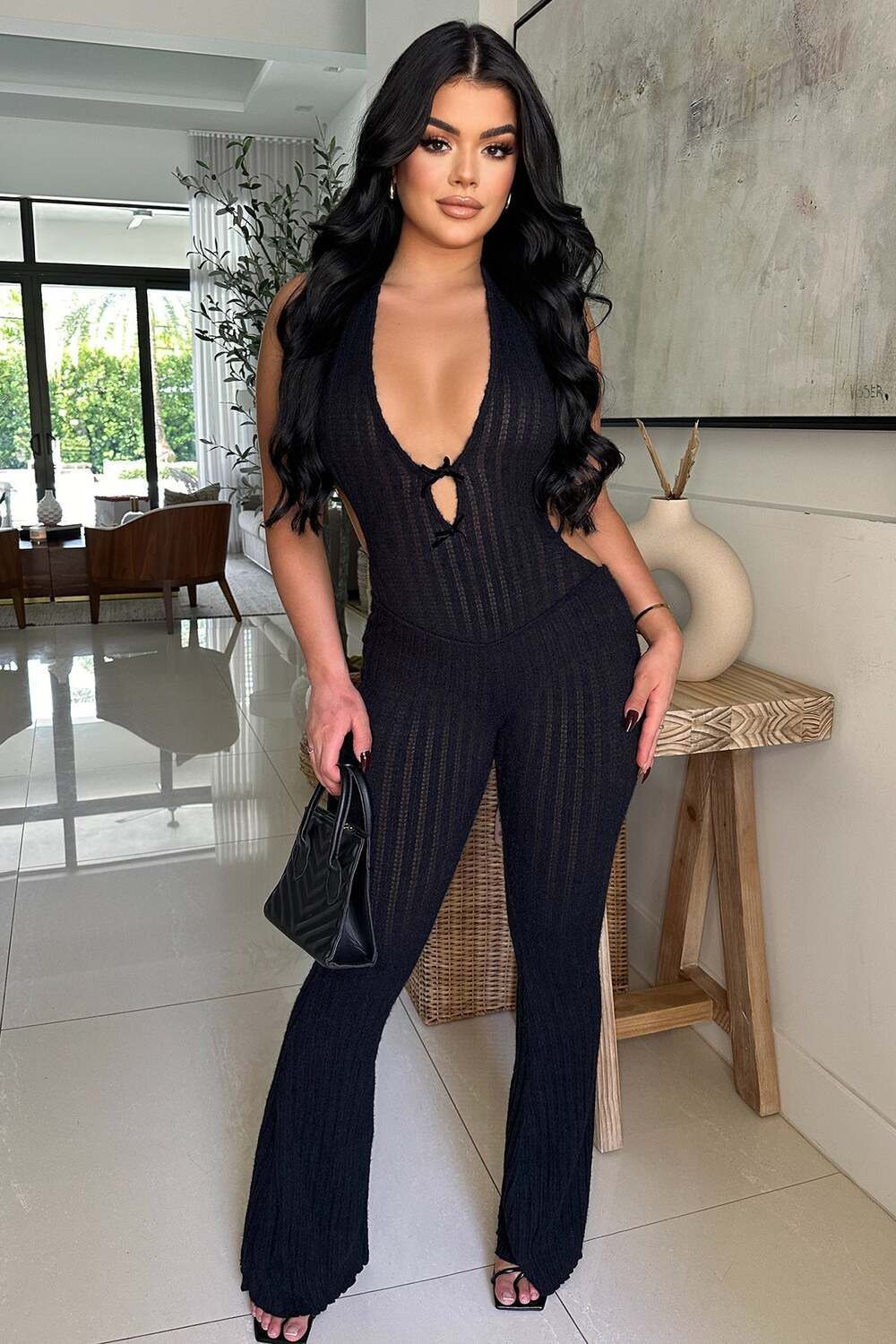 Halter Slim Fit Lace-up Backless Sexy Hot Girl Jumpsuit Women