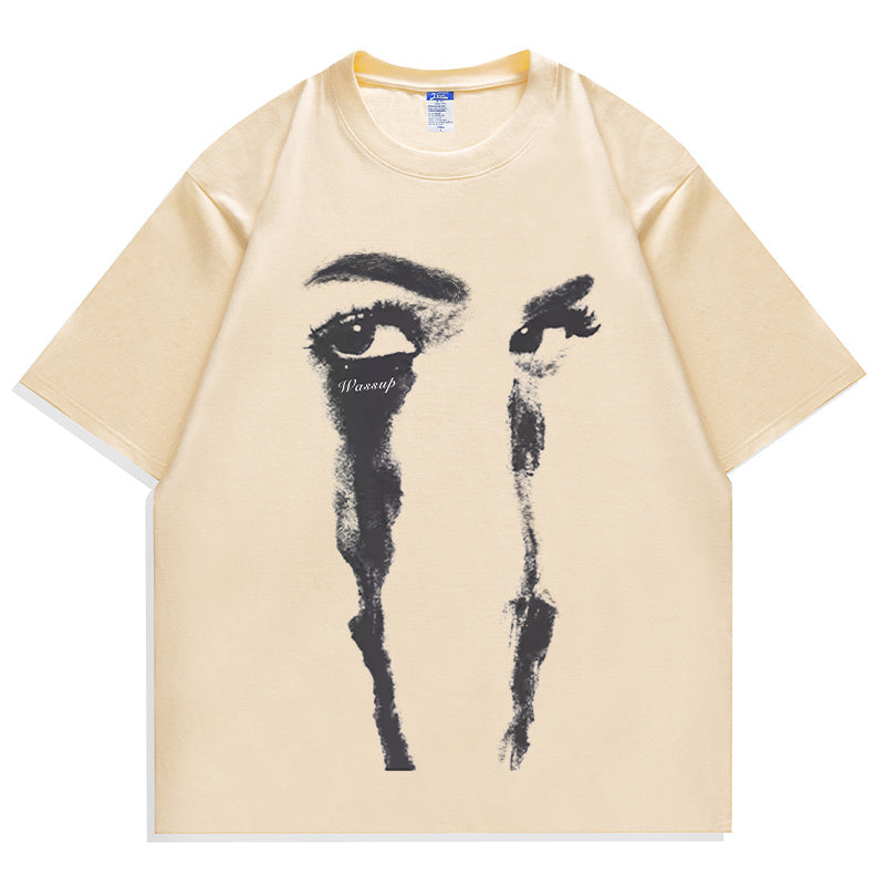 American Hip Hop China-Chic Brand Cotton Short Sleeve Boys' Vintage Loose Top