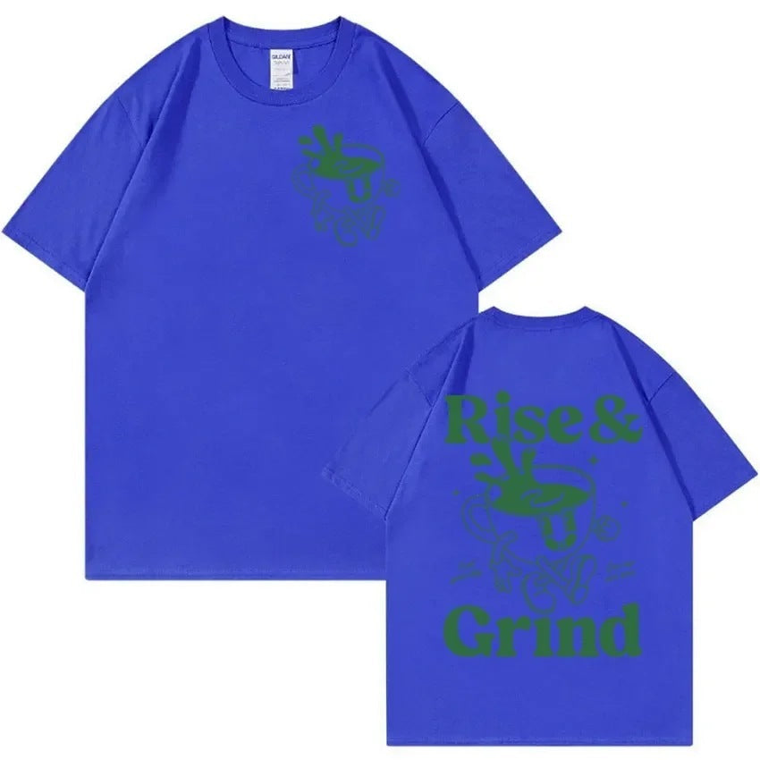 Rise And Grind Green Coffee Fun Expression Bag Cartoon T-shirt