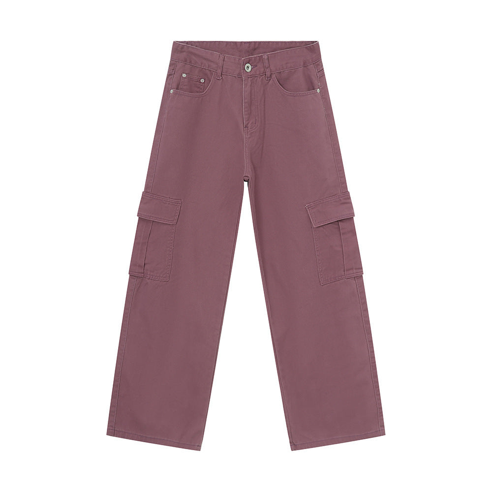 Men's Solid Color Basic Loose Casual Straight-leg Denim Trousers