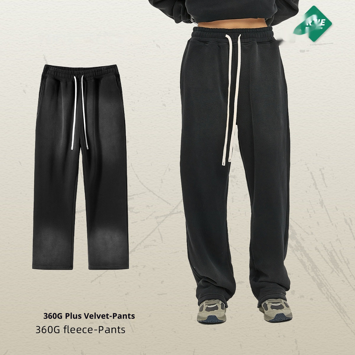 Spray Dyed Distressed Men's Trousers Bright White Washed And Worn Casual Pants