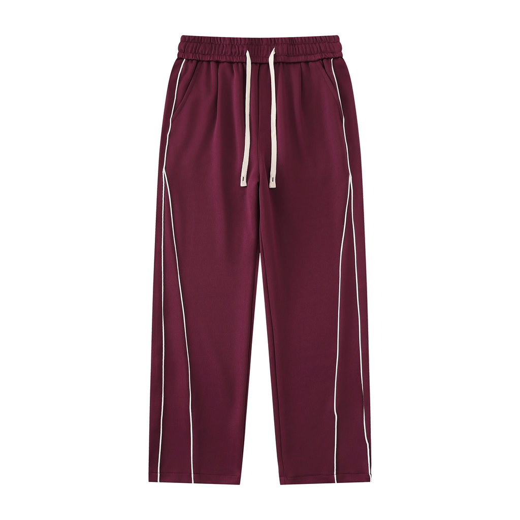 Retro Loose And Simple Color Collision Design Casual Trousers