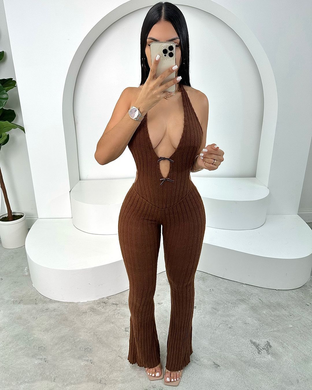 Halter Slim Fit Lace-up Backless Sexy Hot Girl Jumpsuit Women