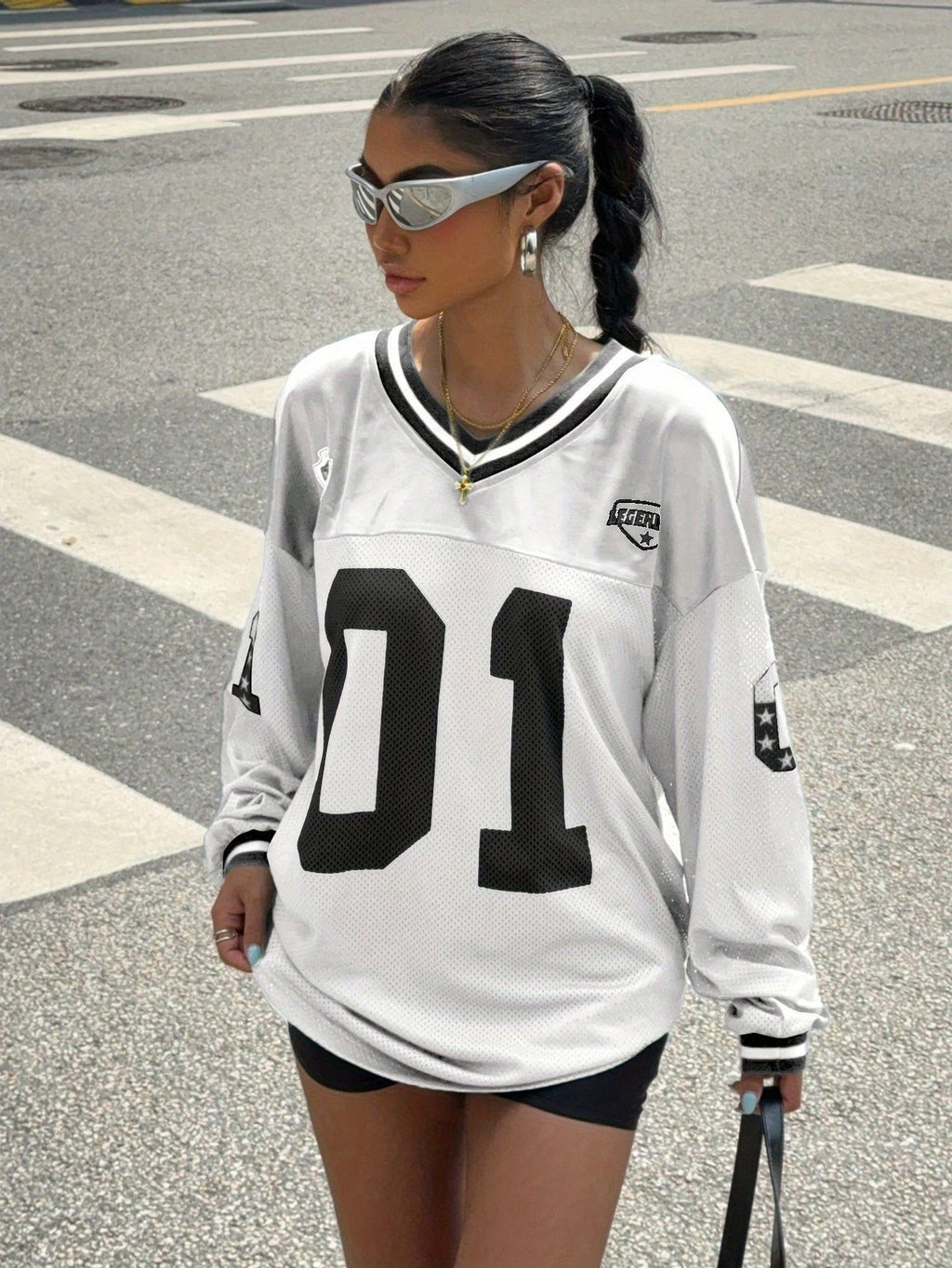 Women's Number And Letter Printed Football T-shirt