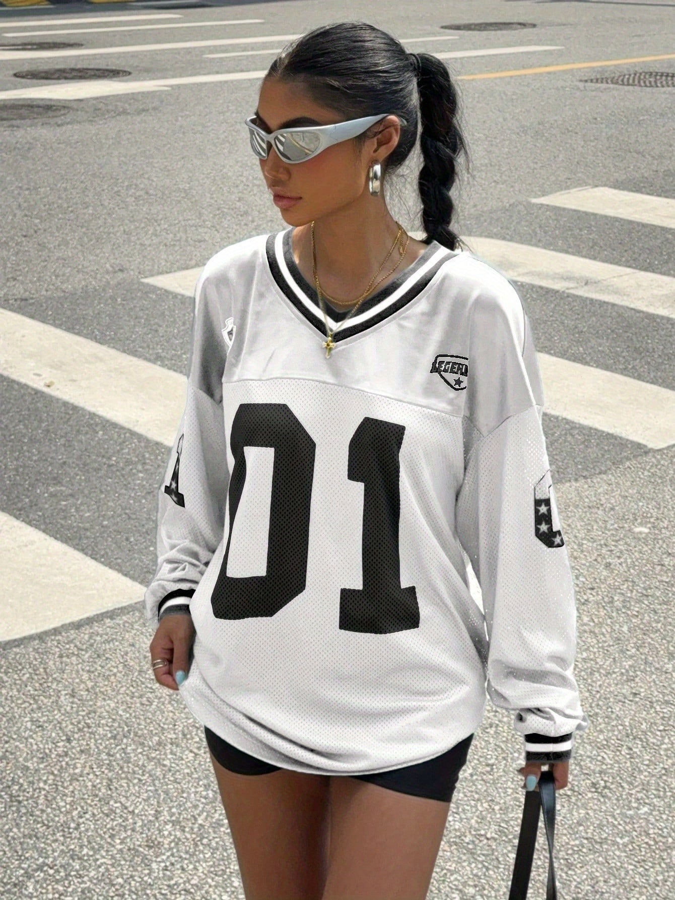 Women's Number And Letter Printed Football T-shirt