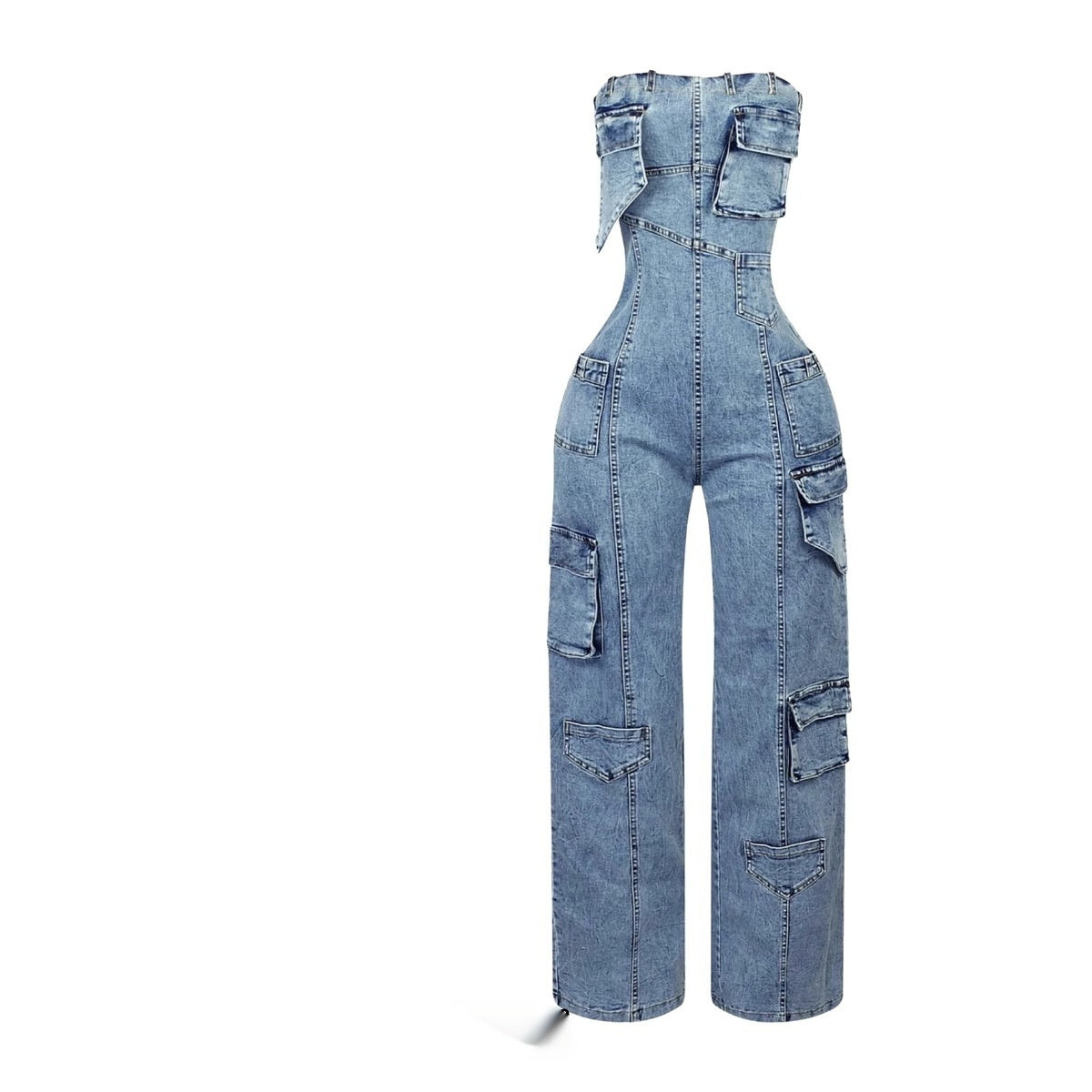 Stretch Overalls Casual Straight-leg Denim Trousers