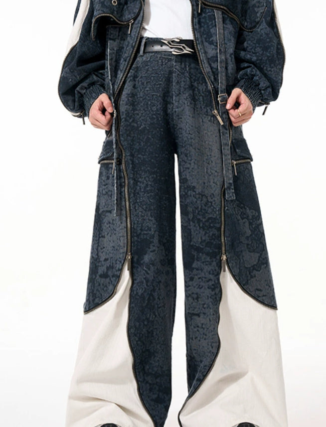 Zipper Structure Stitching Design Sense Machete Jeans