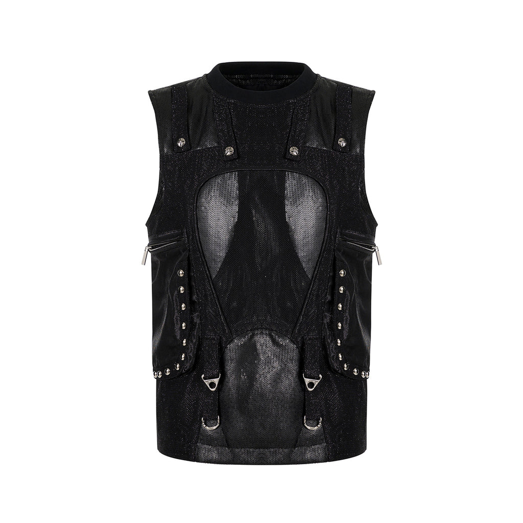 Sequined Vest Men's Summer Structure Multi-pocket