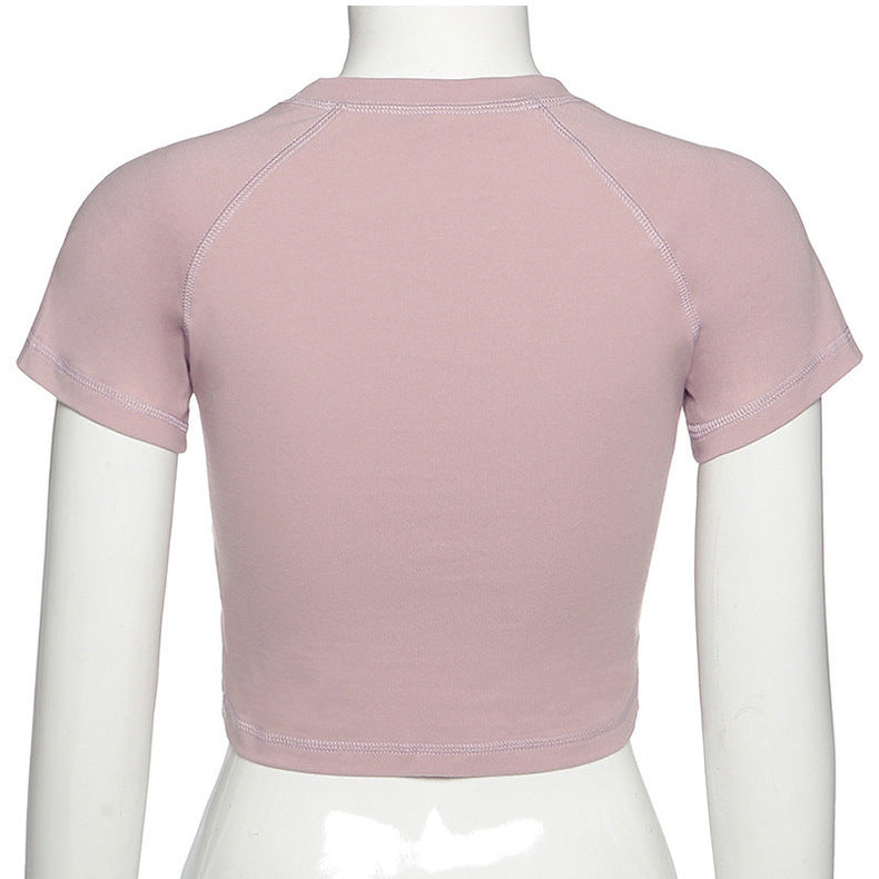 Turtleneck Round Neck Slim-fit Women T-shirt