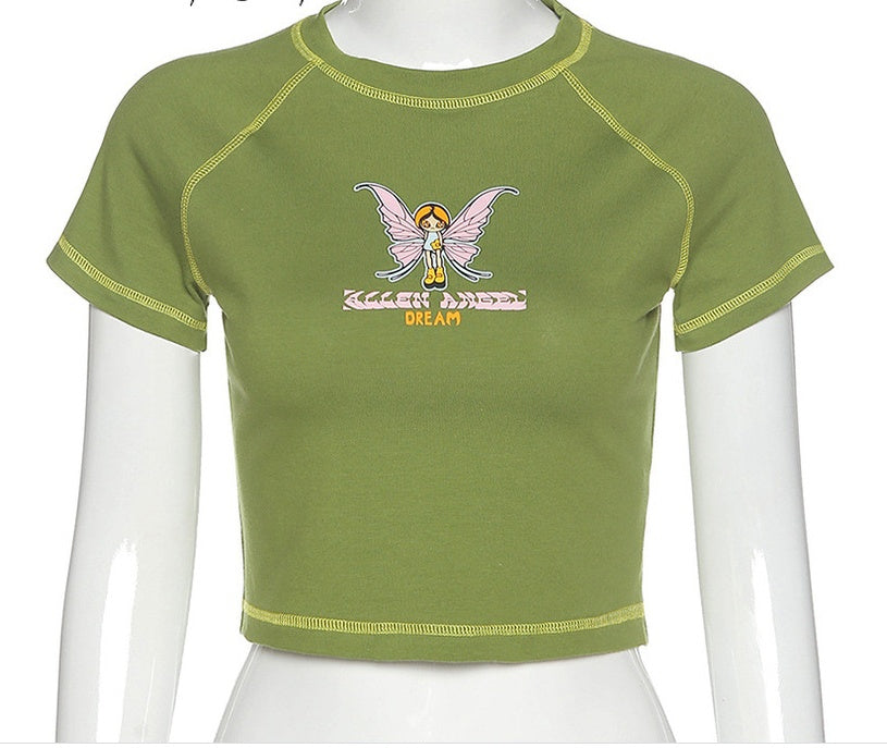 Turtleneck Round Neck Slim-fit Women T-shirt