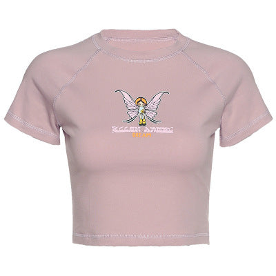 Turtleneck Round Neck Slim-fit Women T-shirt