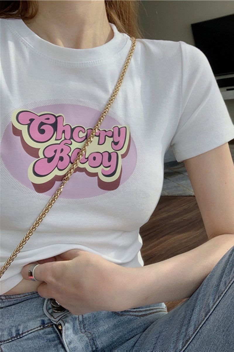 Cute And Sweet Letter Printed T-Shirt Women Summer