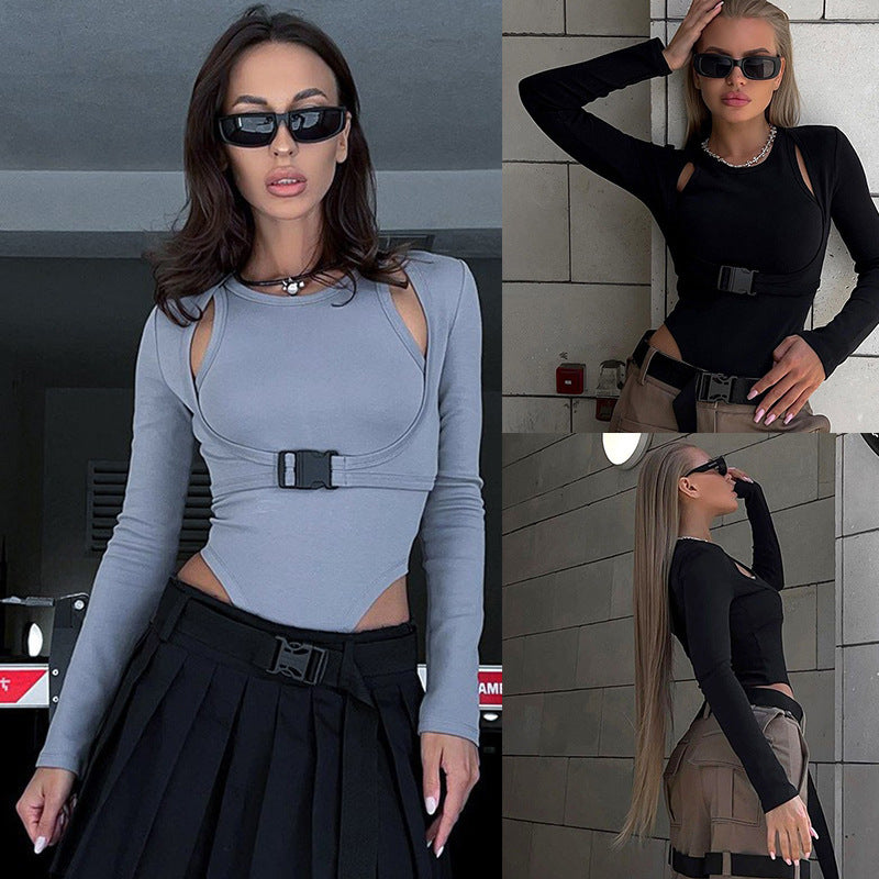 Fashion Personality Slim Fit Solid Color Jumpsuit