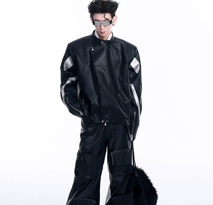 Oblique Placket Motorcycle Jacket