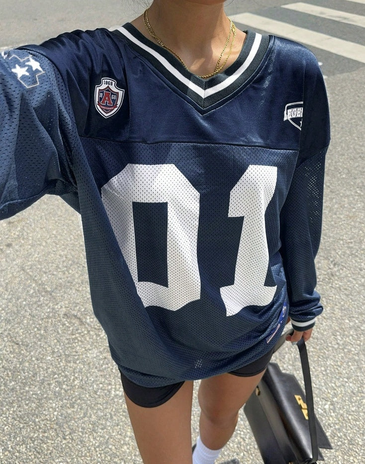 Women's Number And Letter Printed Football T-shirt