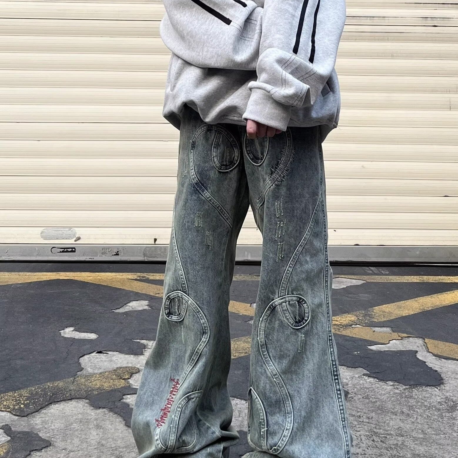 Men's Versatile Embroidered Vintage Skinny Jeans
