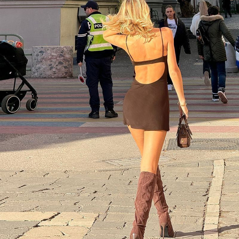 Hot Girl New Elegant Slim-fit Sexy Sling Dress