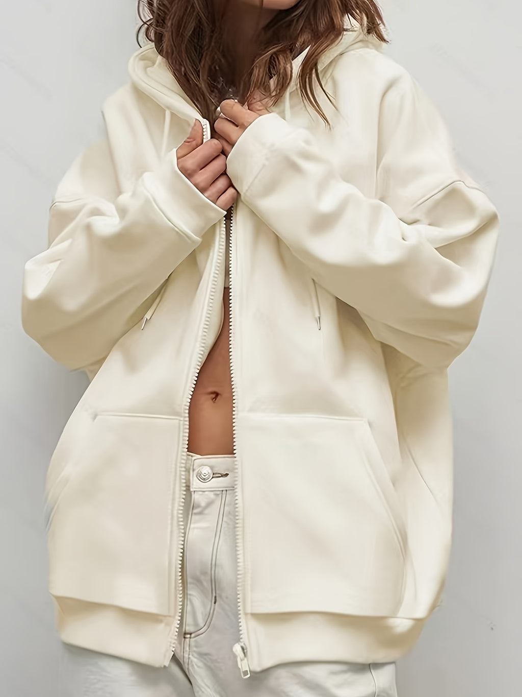 Plus Size Hooded Loose And Idle Fleece Padded Coat