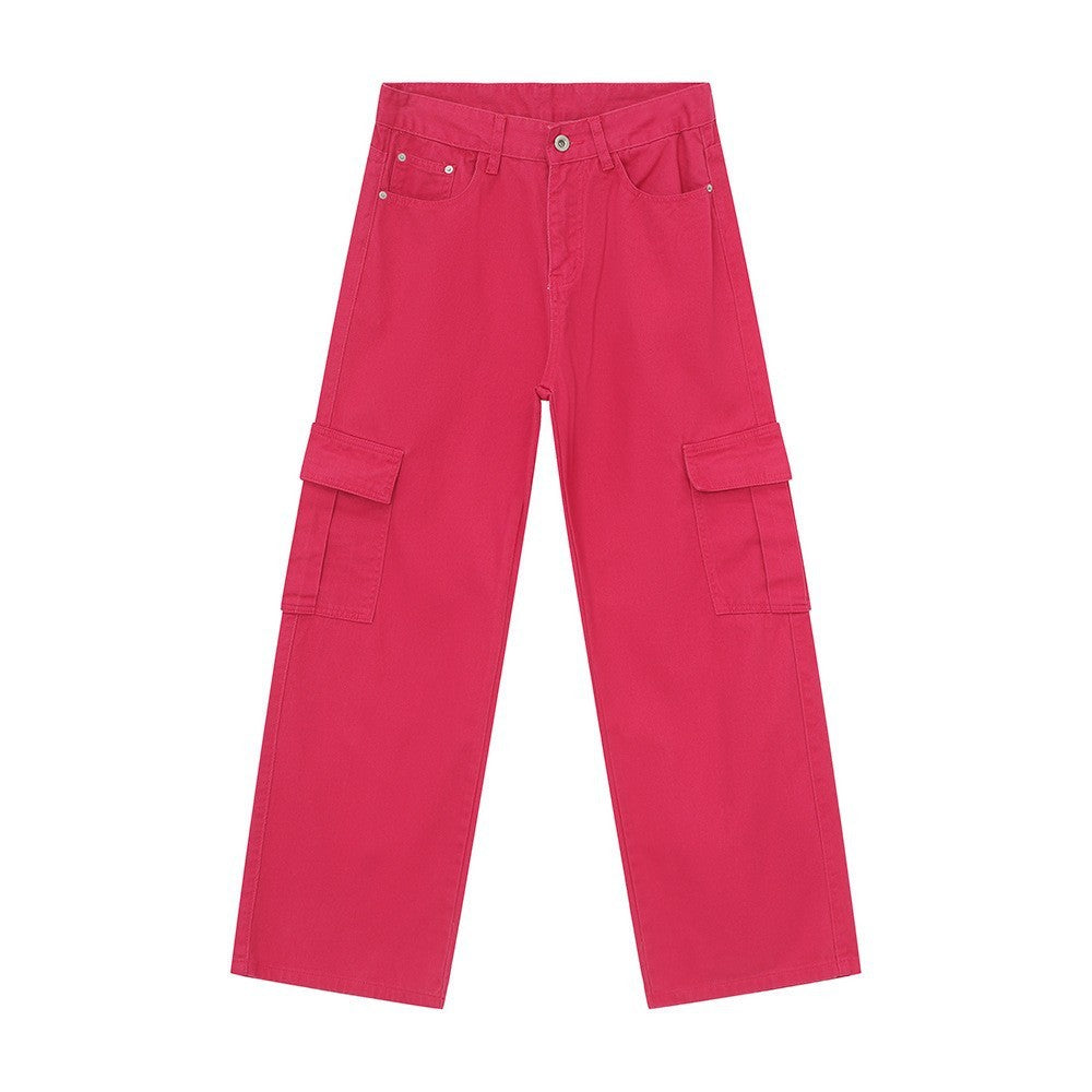 Men's Solid Color Basic Loose Casual Straight-leg Denim Trousers