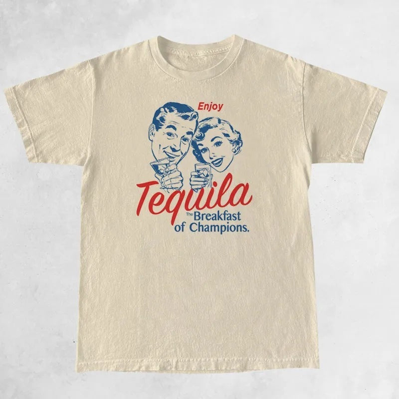 Enjoy Tequila Retro Graphic Tees Women Cute Funny Alcoh