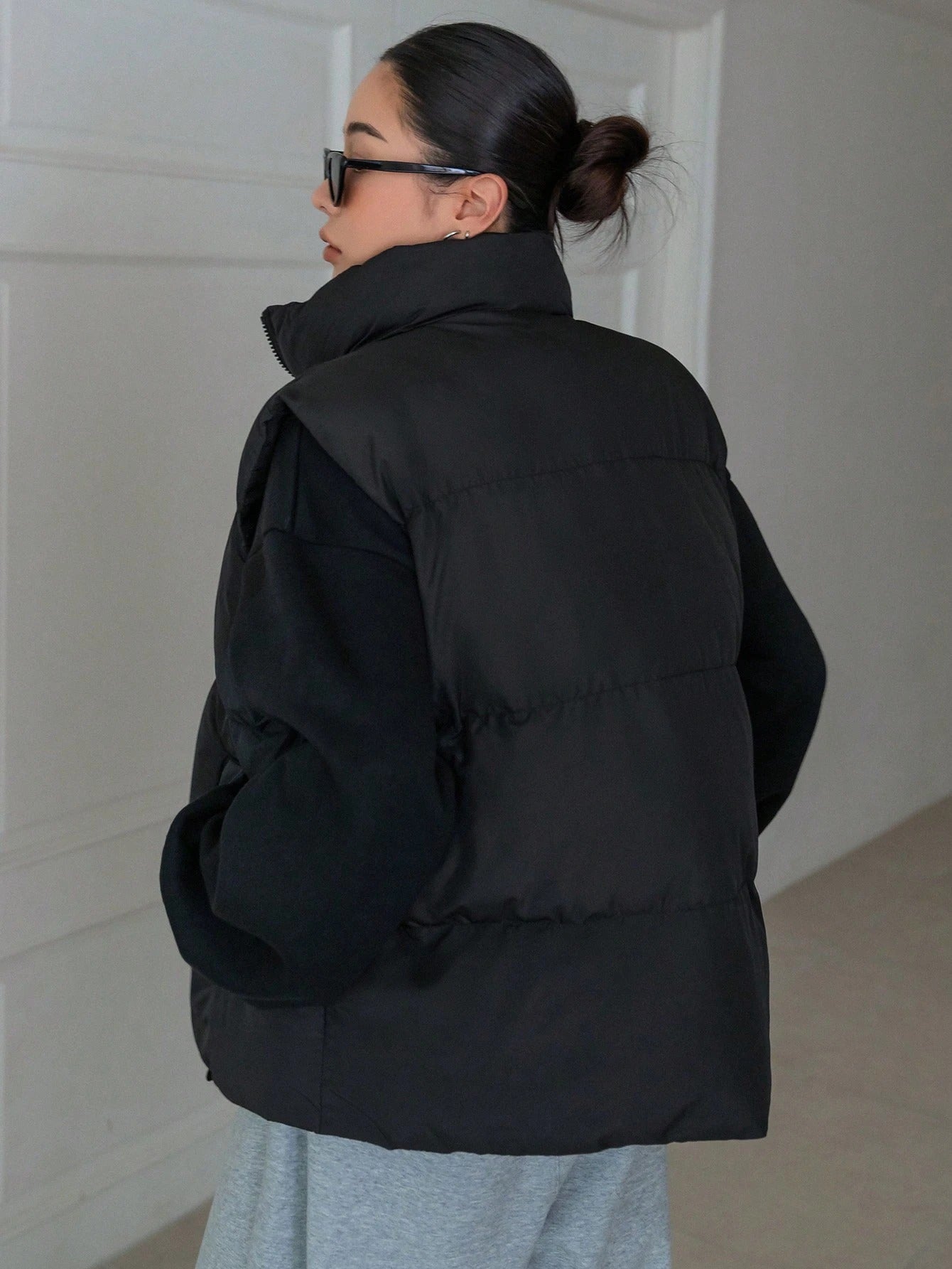 Zipper Sleeveless Padded Jacket For Women