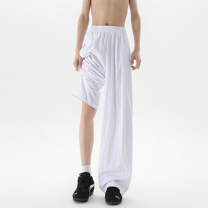 Basamine Ice Silk Drooping Curtain Lazy Men's Summer Mopping Wide-leg Casual Pants