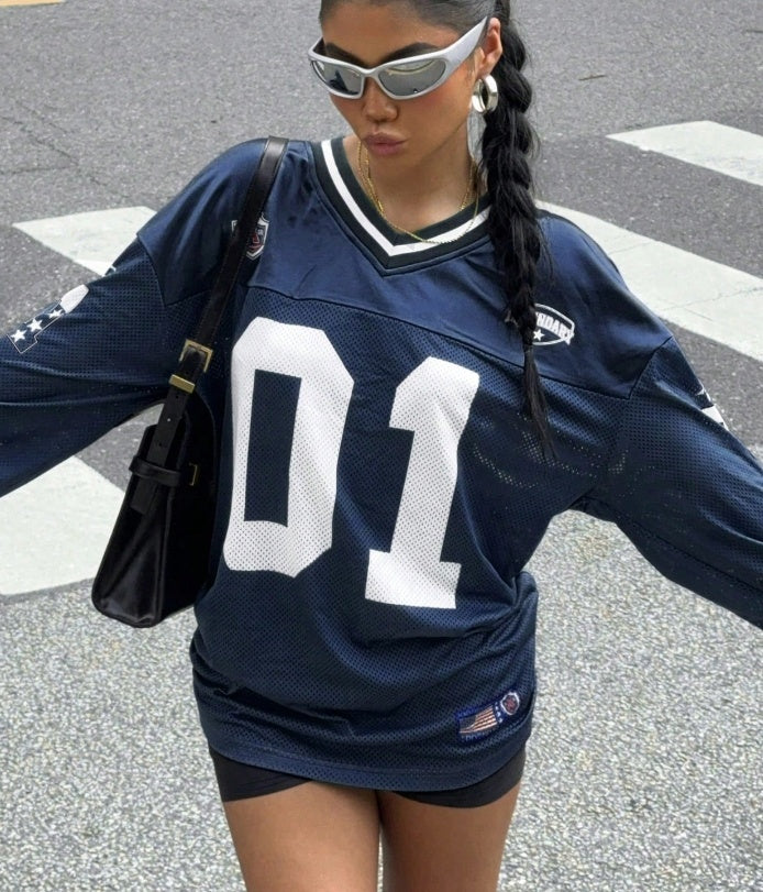 Women's Number And Letter Printed Football T-shirt