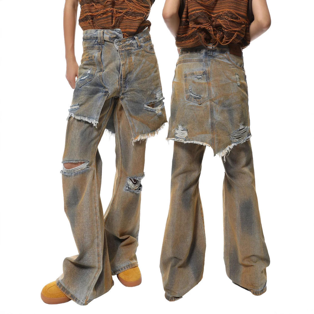 American Street Loose Hole Bootcut Pants