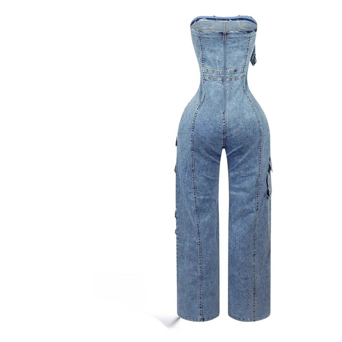 Stretch Overalls Casual Straight-leg Denim Trousers