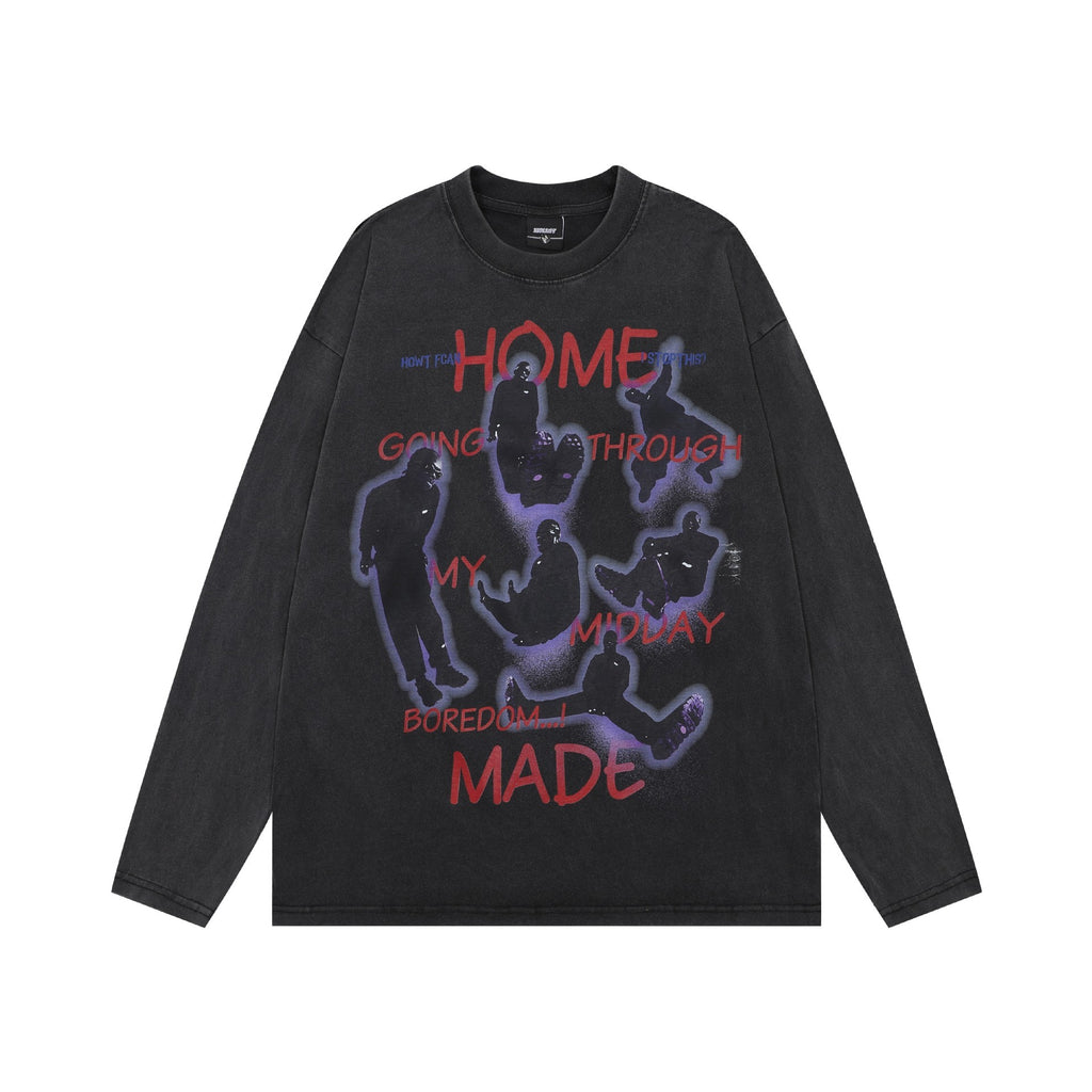 Men's American-style Printed Long-sleeved T-shirt