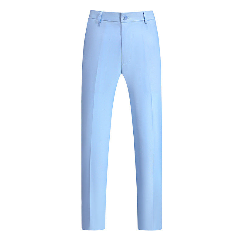 New Boys Straight Solid Color Business Wear Draping Effect Casual Suit Pants