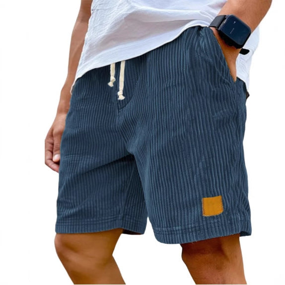 Vintage Embroidered Corduroy Fashion Lace-up Casual Shorts