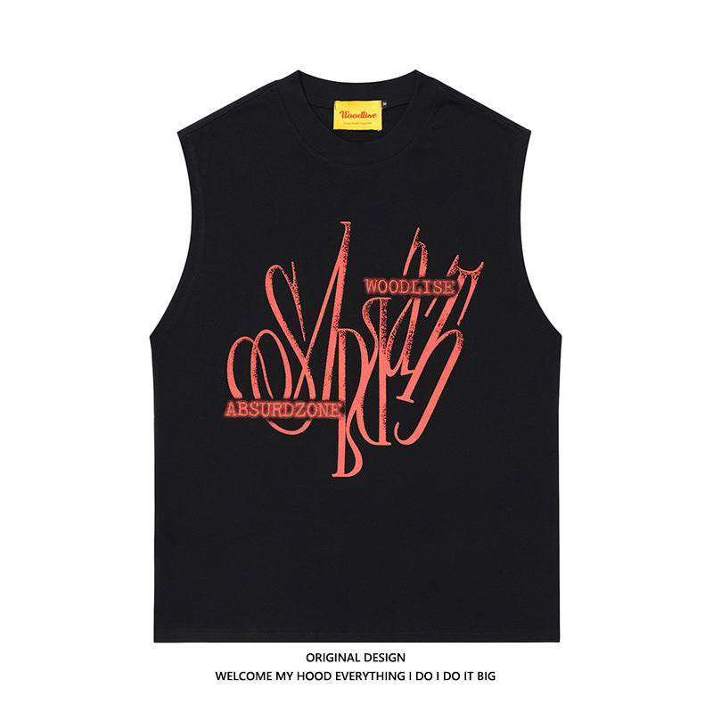 Original American Retro Crayon Graffiti Printing Vest For Men