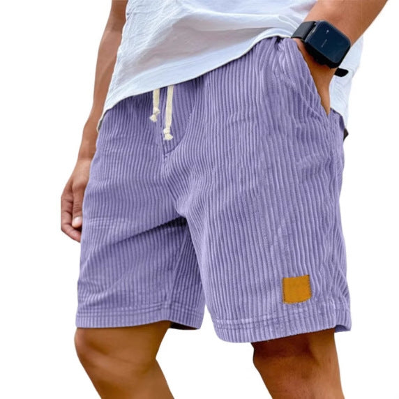 Vintage Embroidered Corduroy Fashion Lace-up Casual Shorts