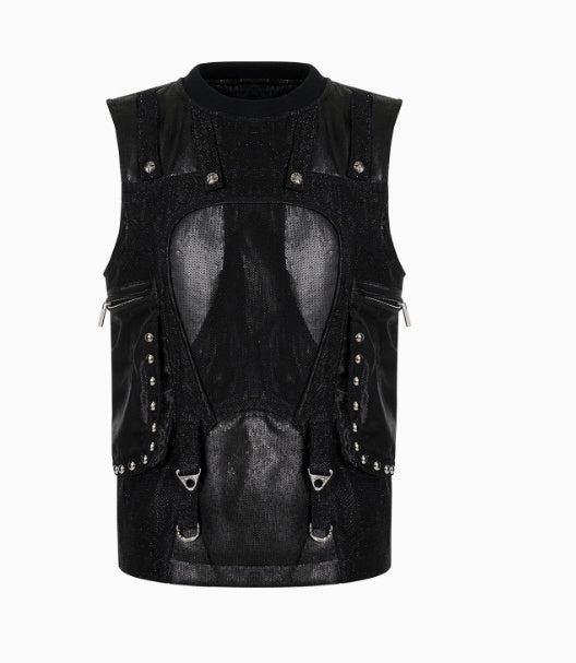 Sequined Vest Men's Summer Structure Multi-pocket