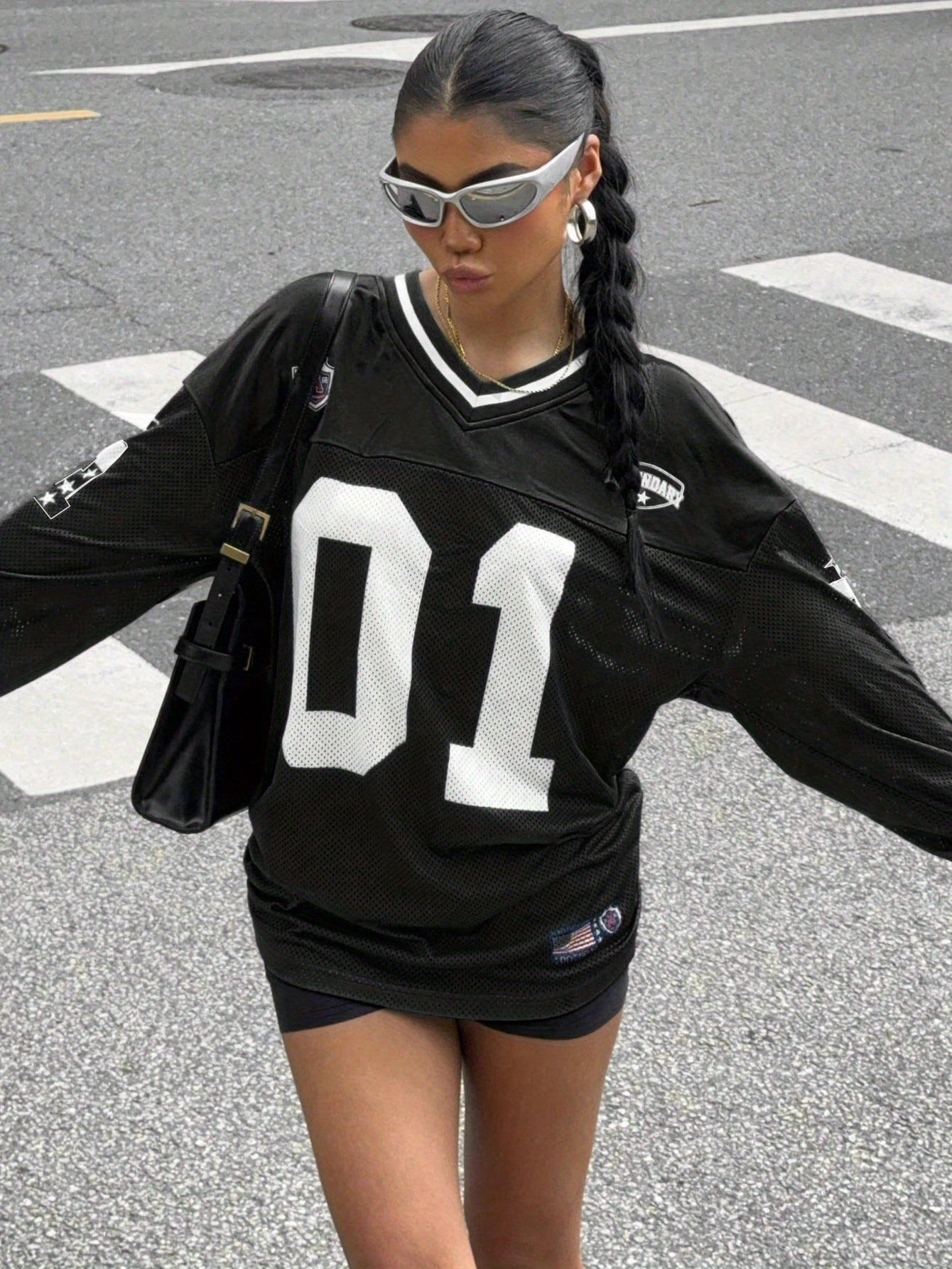 Women's Number And Letter Printed Football T-shirt