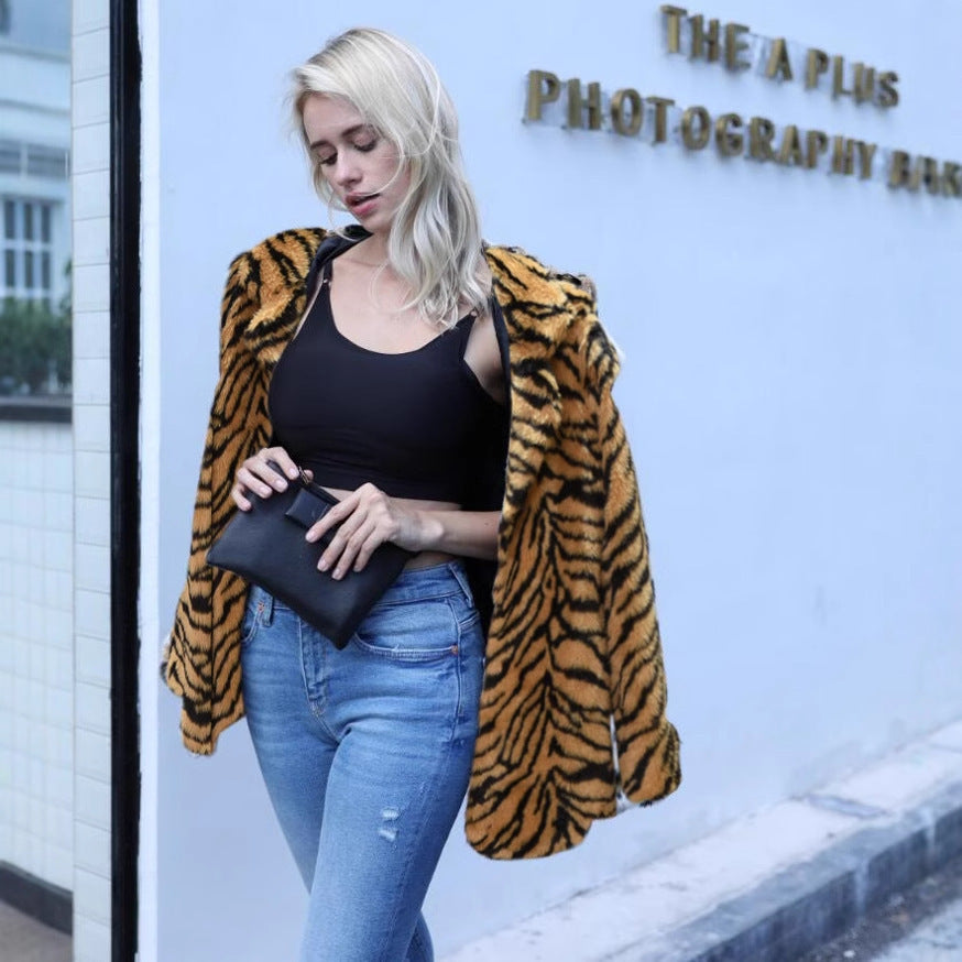 Commuter Mid-length Suit New Artificial Leather Fur Coat