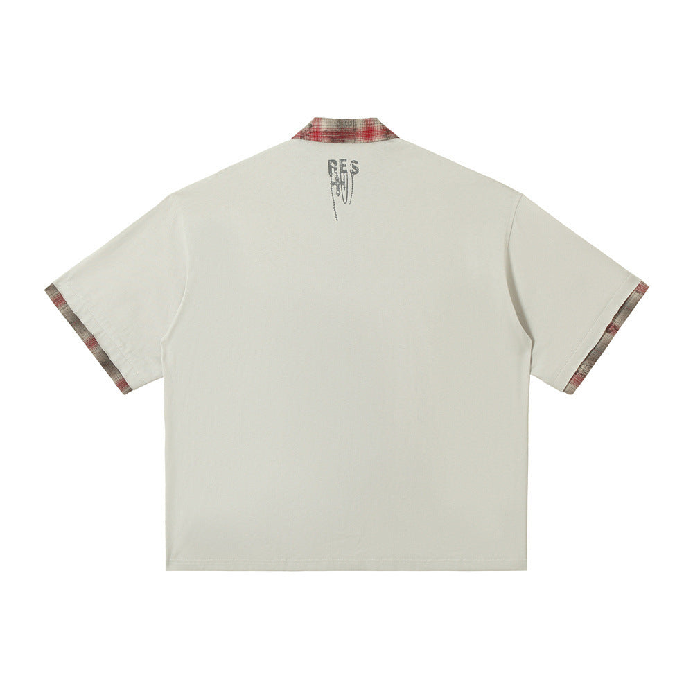 Men's Lapel Graffiti Printing Loose New All-match Short-sleeved Top