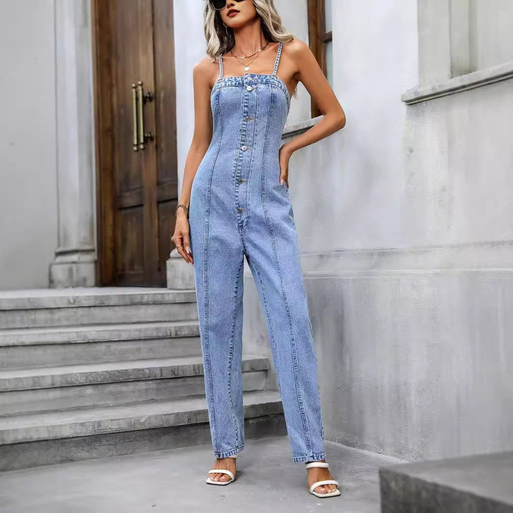 Women's Sling Denim Jumpsuit