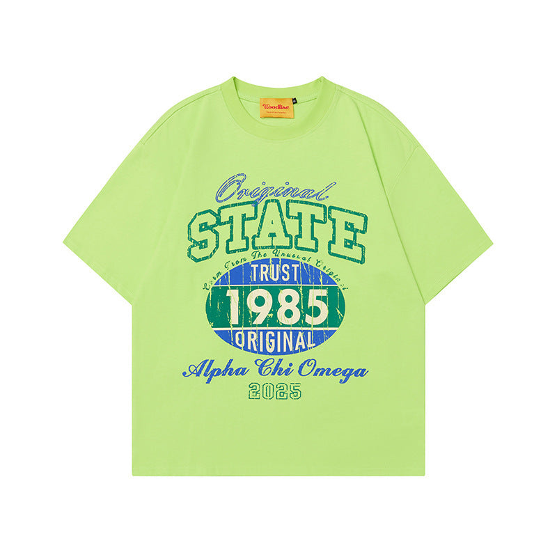 Street Mottled Letter Print Short-sleeve T-shirt Summer