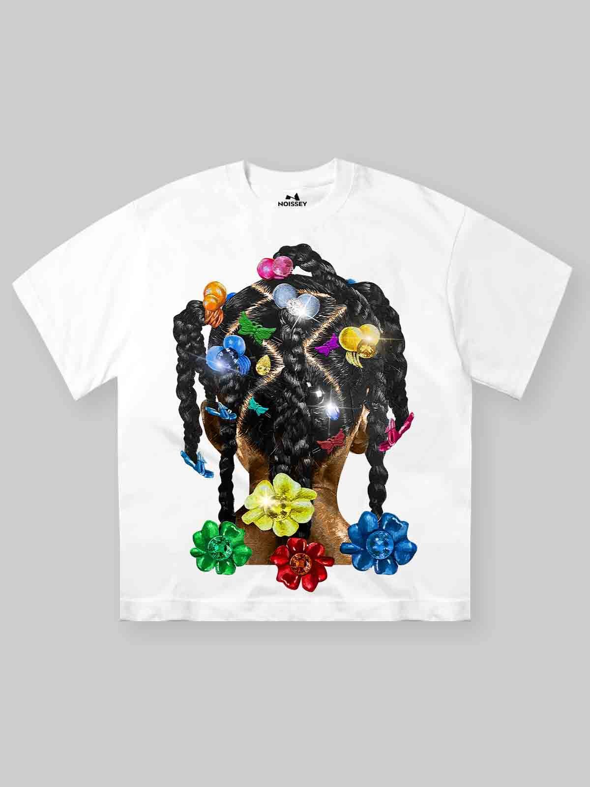 Street Vacation Style Hip Hop Pick-up Printed Loose T-shirt