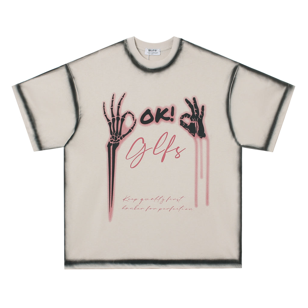 Heavy Short Sleeve T-shirt Men And Women Street Loose Couple Short T Half Sleeve Top