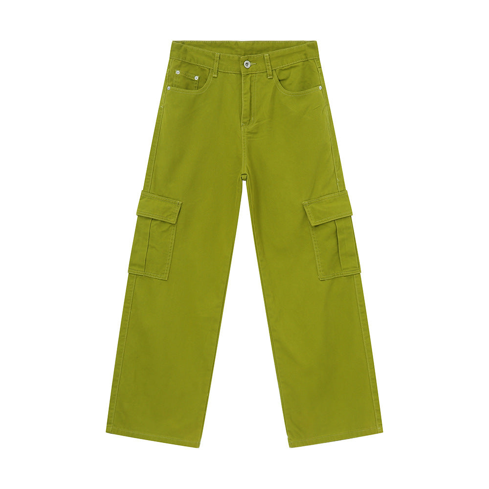 Men's Solid Color Basic Loose Casual Straight-leg Denim Trousers