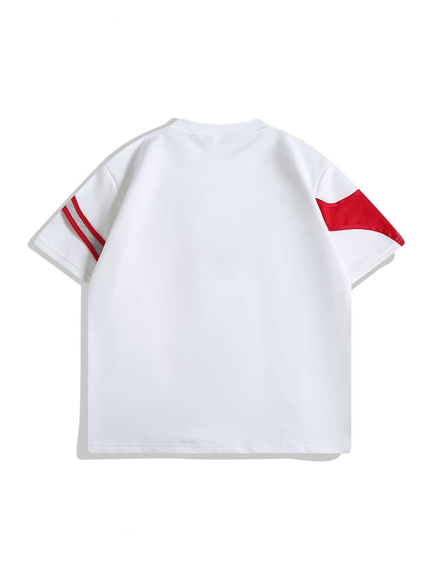 Double-layer Stitching Padded Shoulder Short Sleeve Strap T-shirt