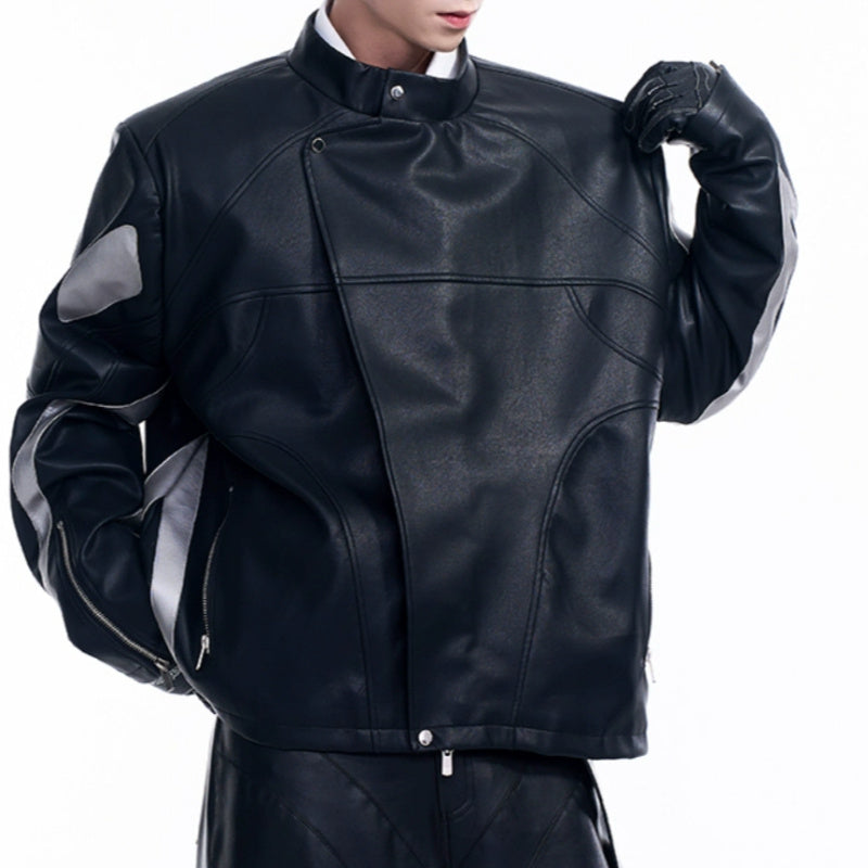 Oblique Placket Motorcycle Jacket