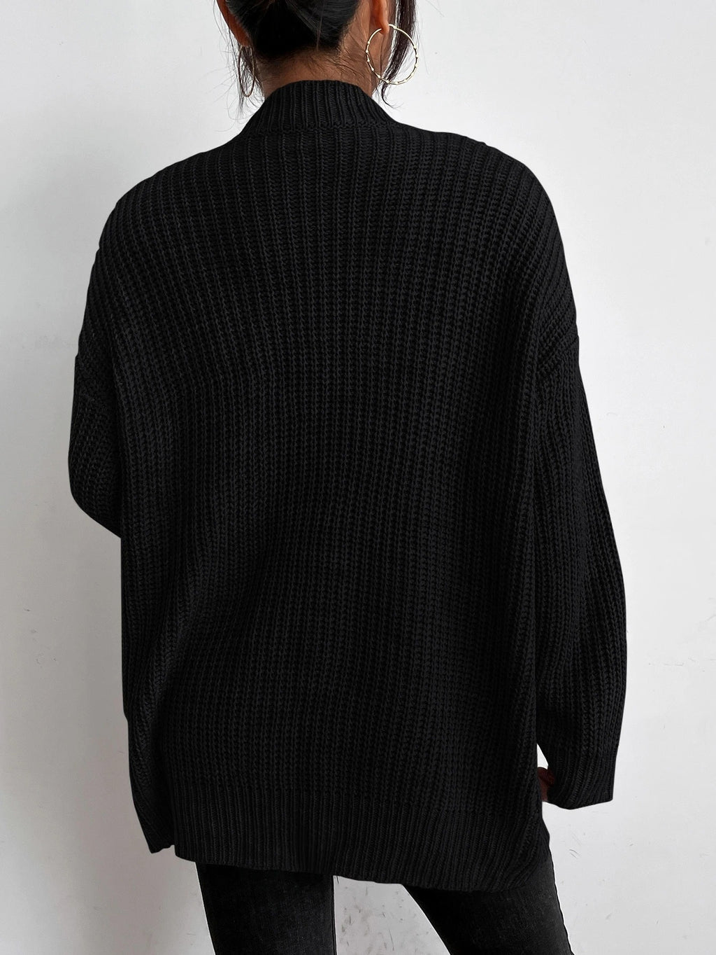 Chiquease Solid Dual Pockets Ribbed Knit Cardigan