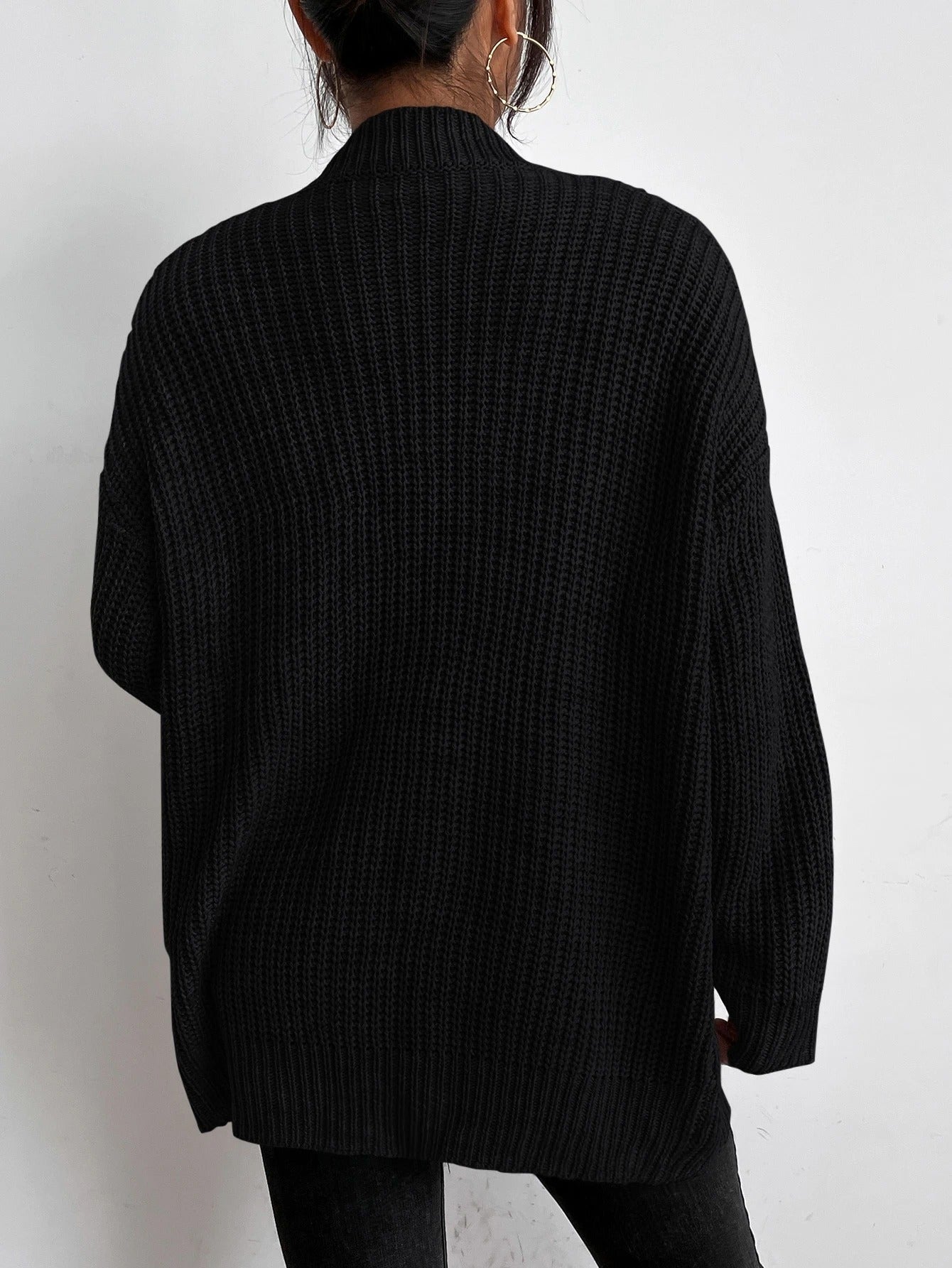 Chiquease Solid Dual Pockets Ribbed Knit Cardigan